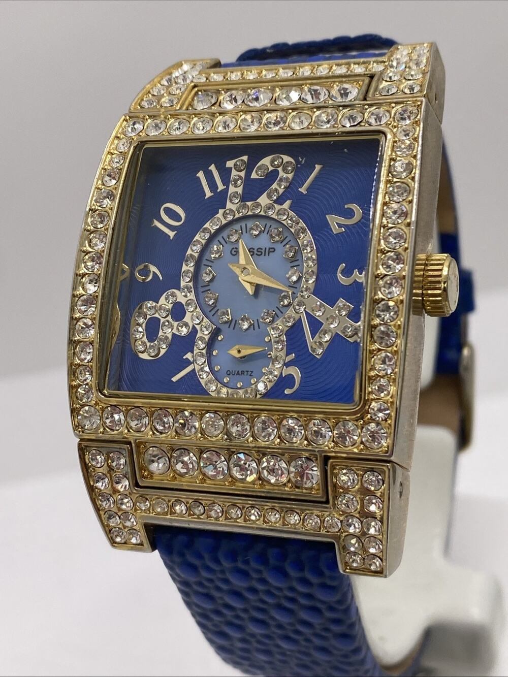 Gossip Womens Blue Gold Watch Works New Battery
